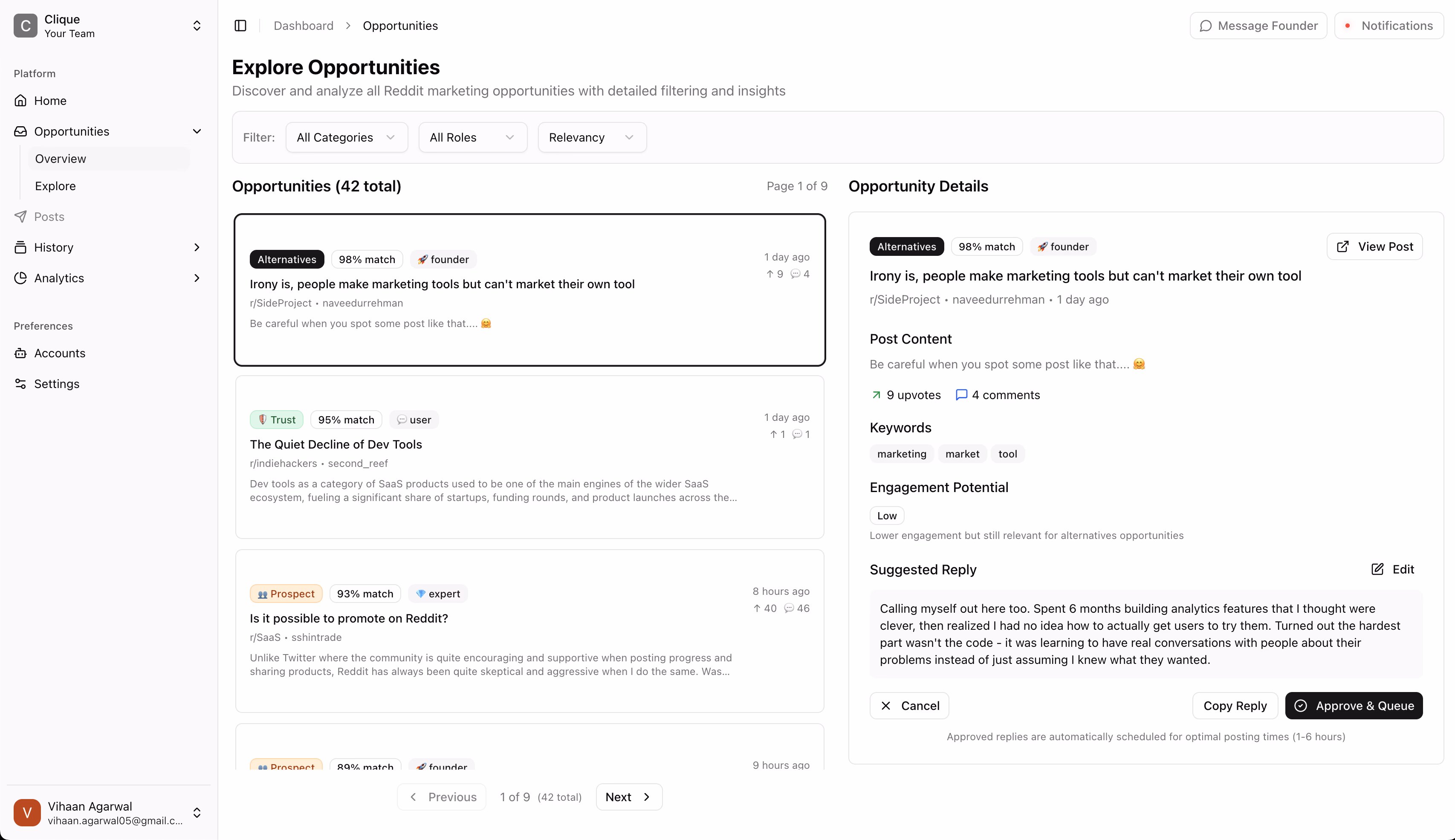 Clique Dashboard
